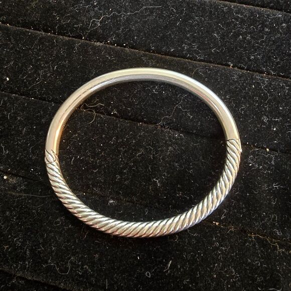 Vintage David Yurman Sterling Silver 4mm Sculped Cable Bangle Bracelet - Picture 2 of 7